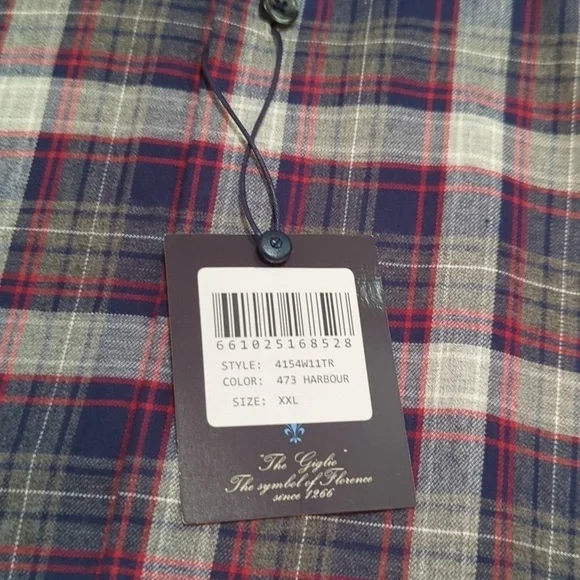 Erbario Toscano Men's Long Sleeve Button Down Harbour Plaid Shirt Size XXL - New - Picture 2 of 8
